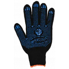 Перчатки 6-и нитка 7,5 кл ПВХ-Люкс черные Чебоксары(уп10/200)